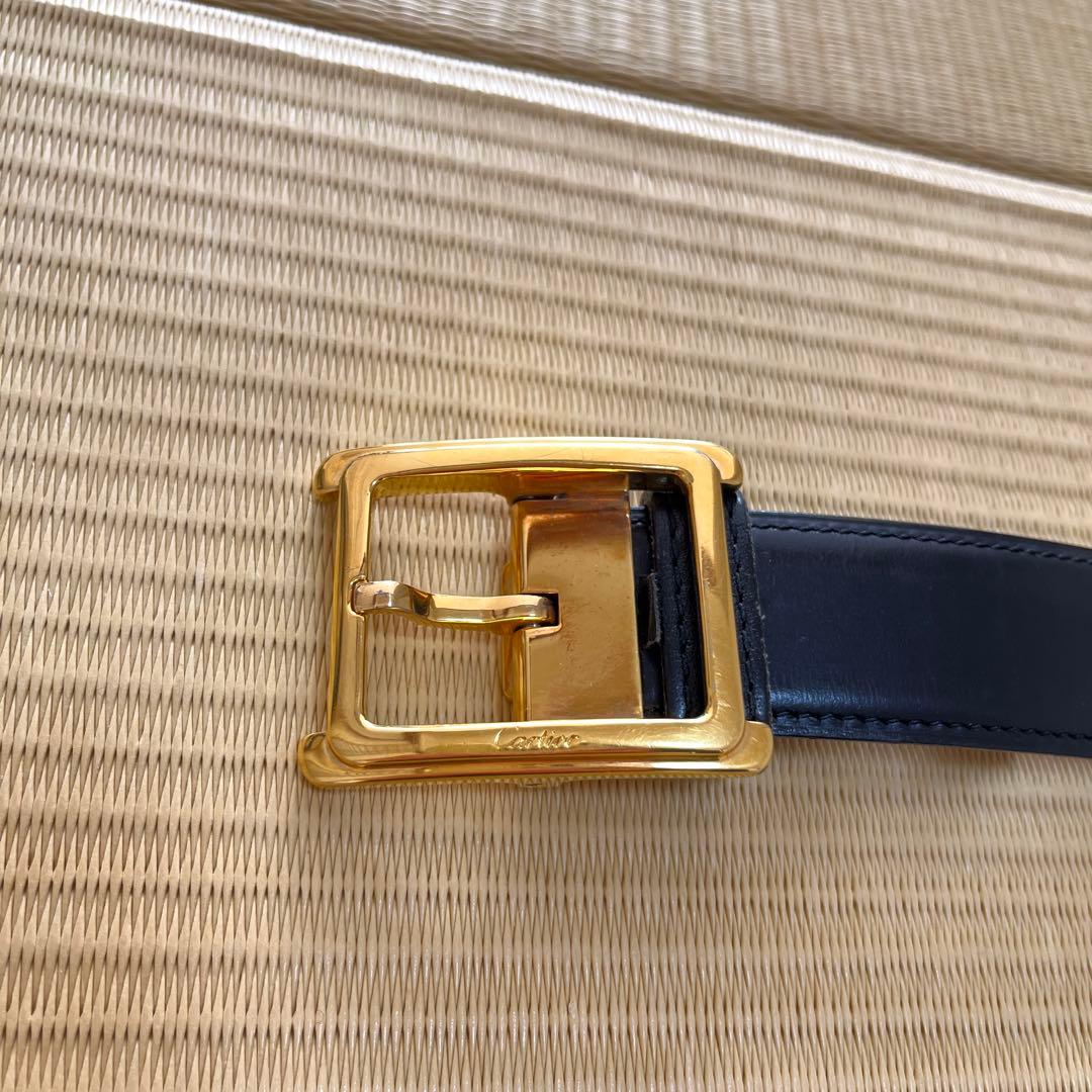 Cartier 黒ベルト 金色バックル