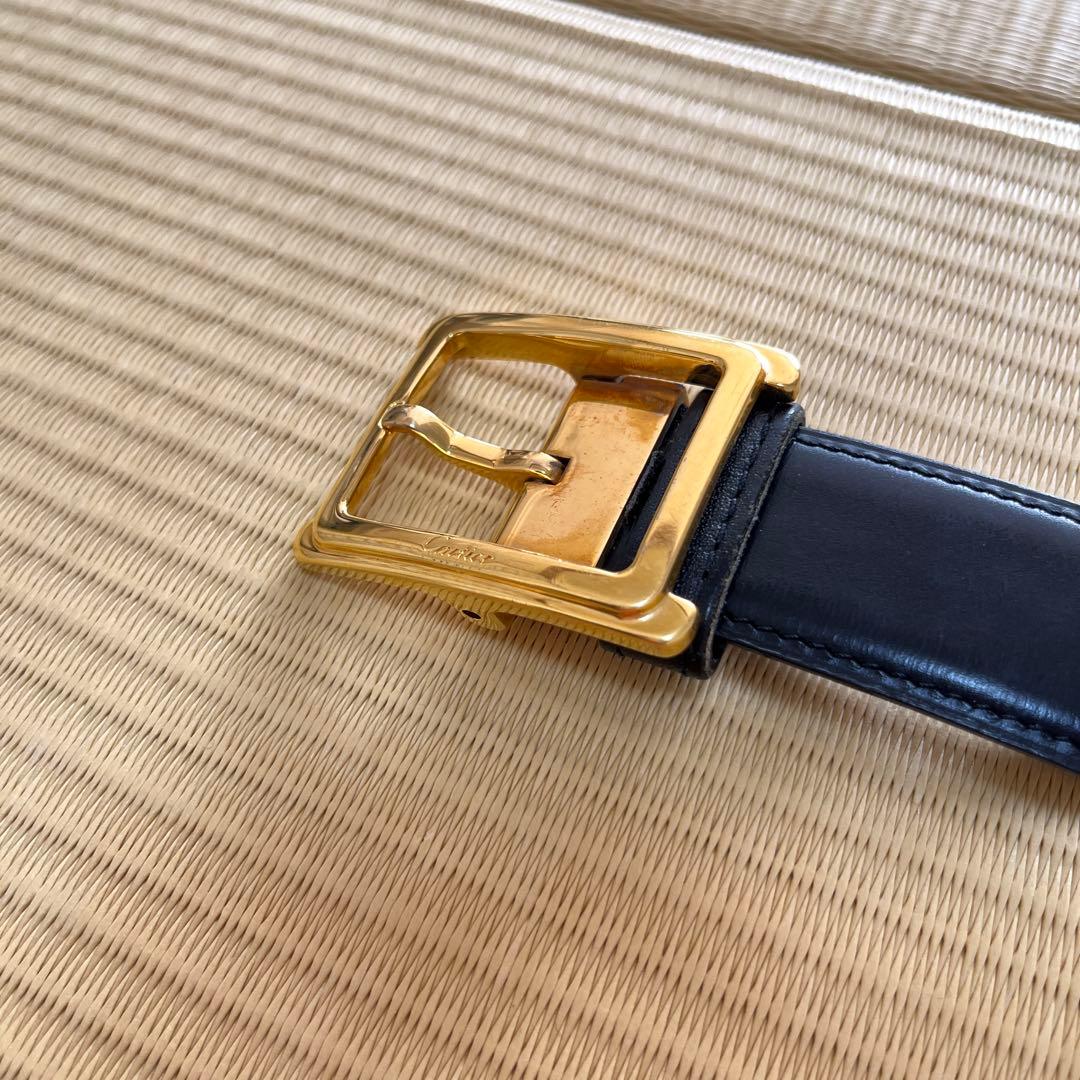 Cartier 黒ベルト 金色バックル