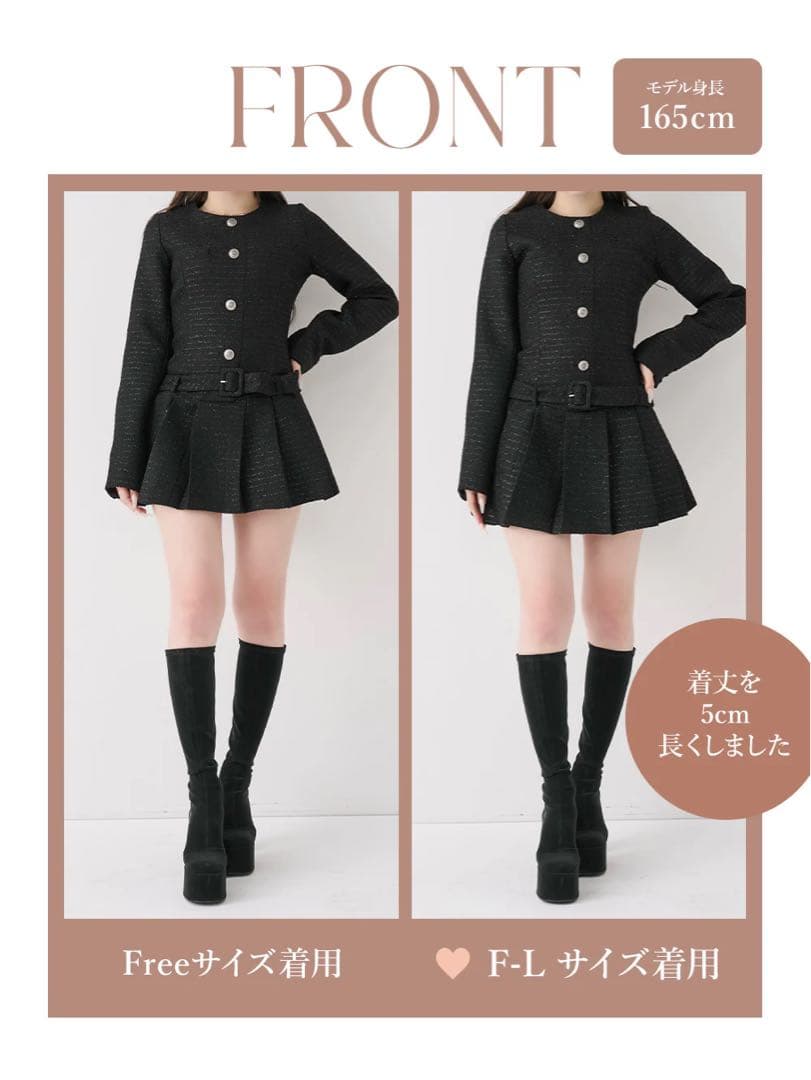 ★新品★Free-Lサイズ★Darich ボックスプリーツツイードミニワンピース