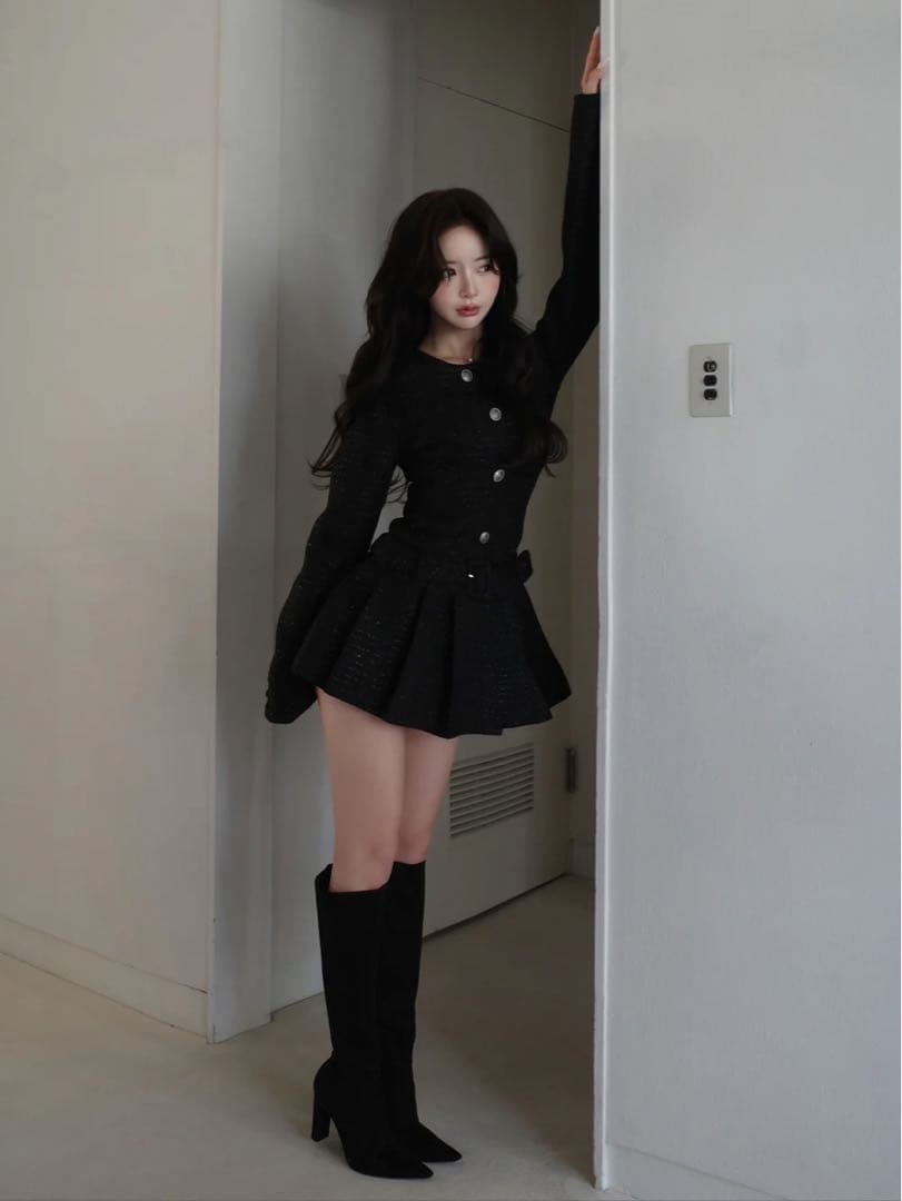 ★新品★Free-Lサイズ★Darich ボックスプリーツツイードミニワンピース