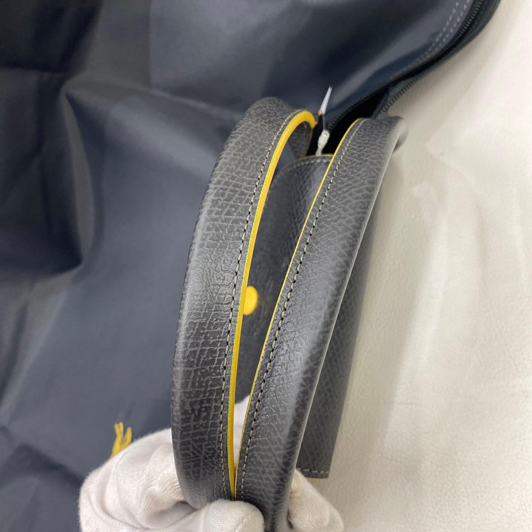 ●636 良品 LONGCHAMP ロンシャン ボストンバッグ グレー 馬 刺繍