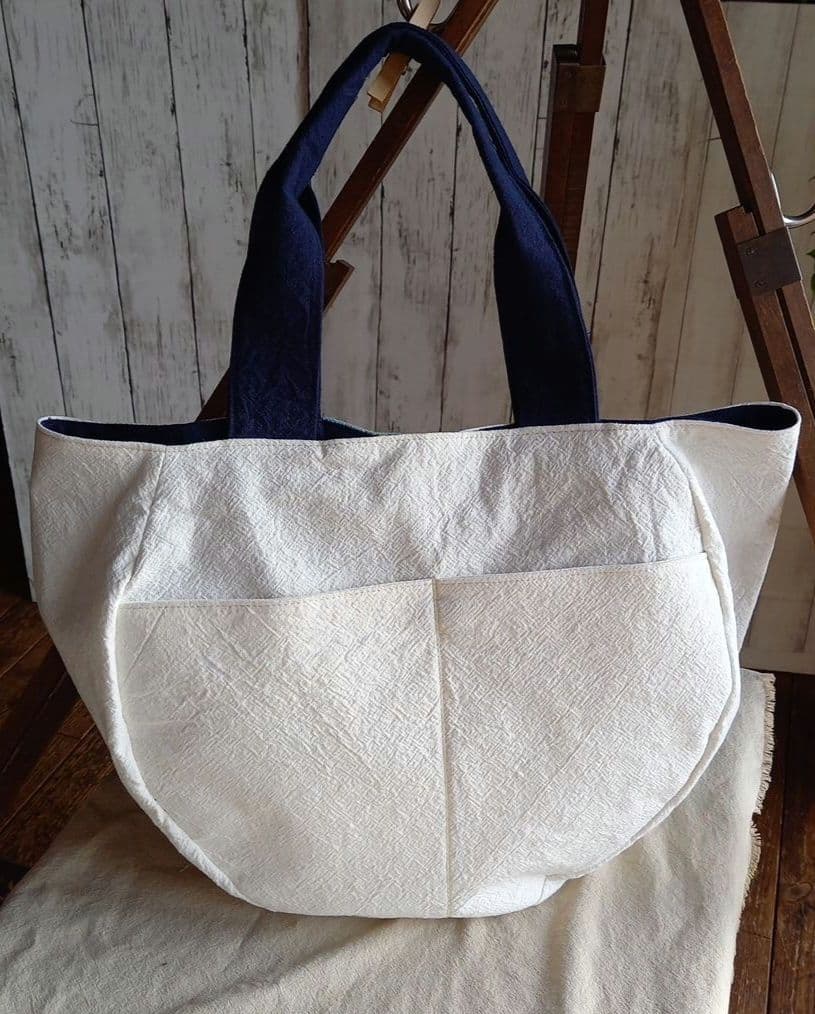 ハンドメイド丸型トートバック※コットンリネン