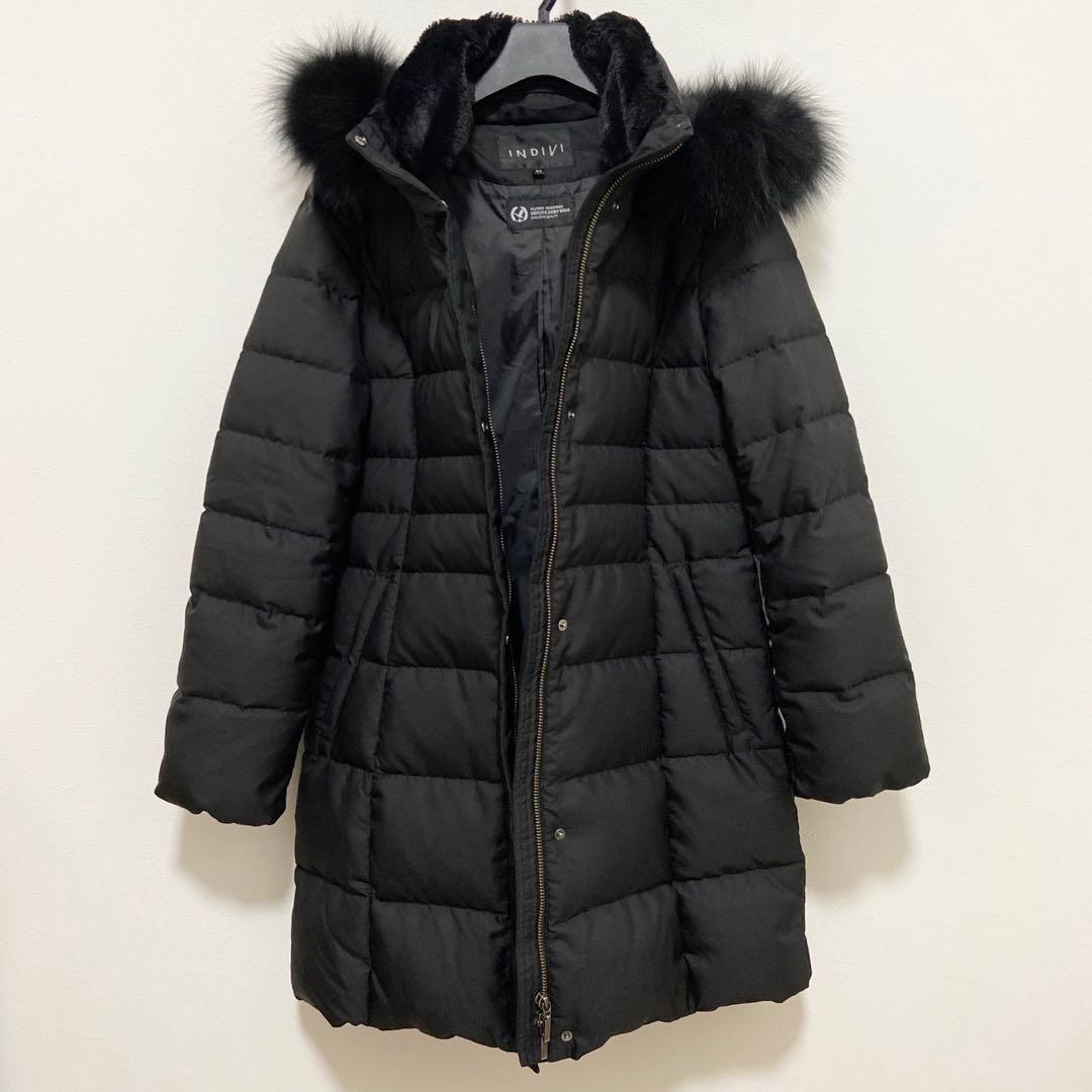 INDIVI ブラック ロングダウンジャケット　XXS