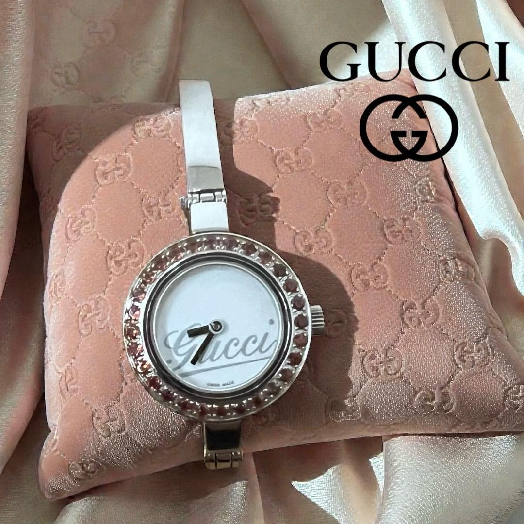 【不動品】GUCCI 腕時計　105　バングルウォッチ　ガーネットベゼル