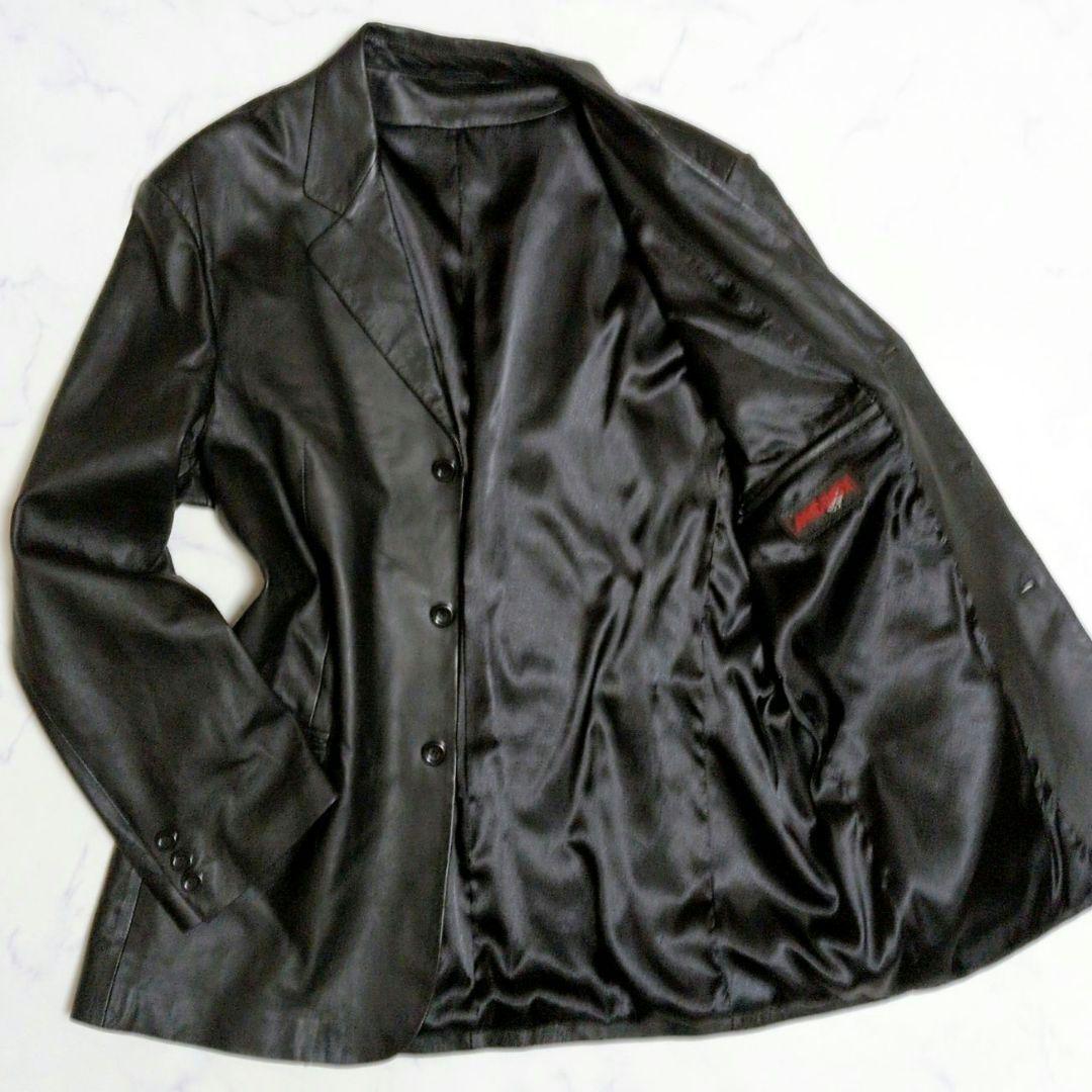 ヴィンテージ テーラードジャケット ラムレザー 3B ブラック XL〜2XL