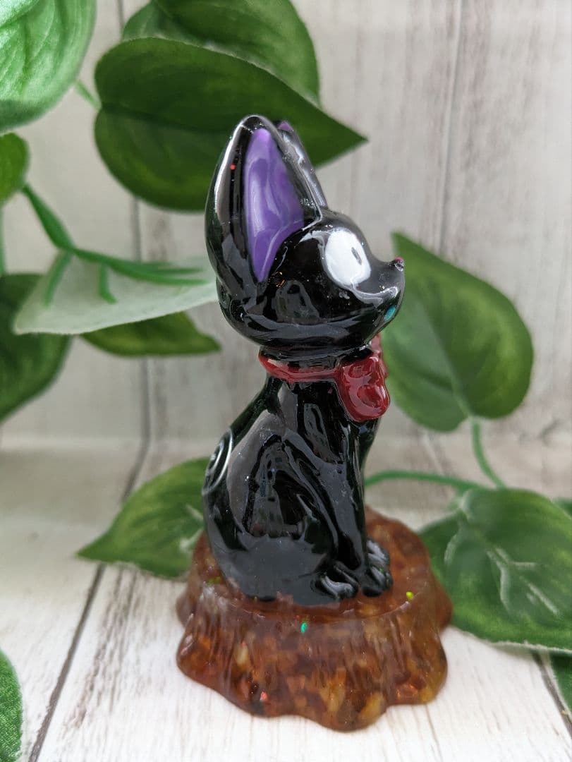 【睦月】切り株付き！まっくろくろの蝶ネクタイねこちゃん形オルゴ☆他４点