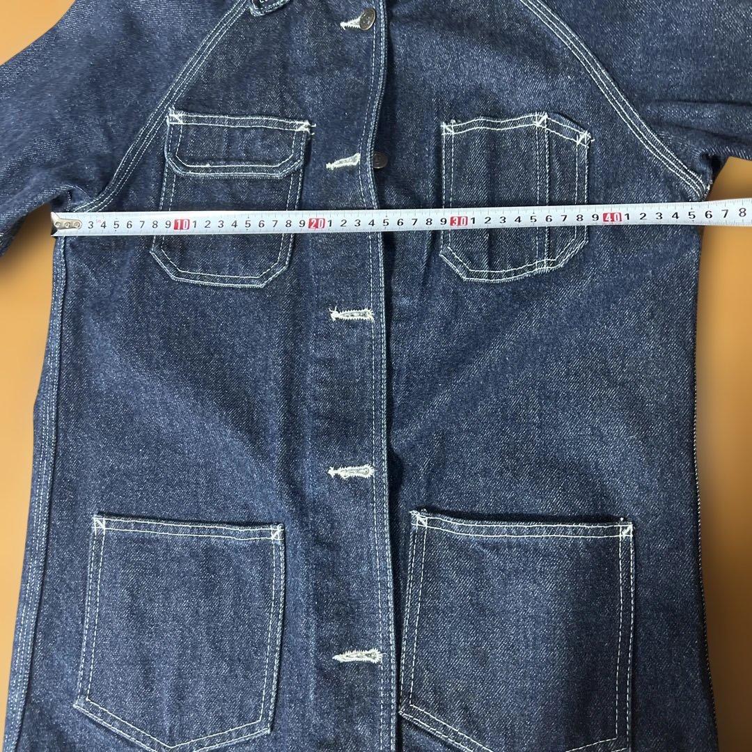 90s`デニムカバーオール　ワークジャケット　メンズS相当　ユニセックス許可