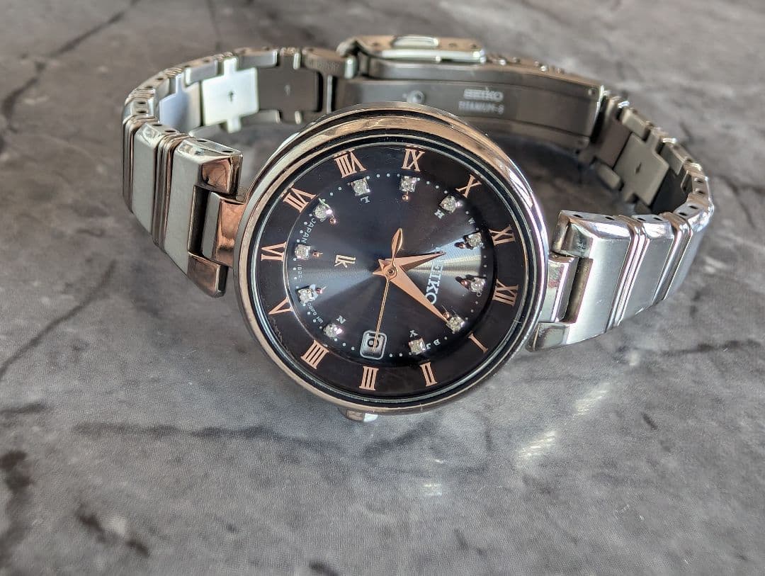 セイコー ルキアカリテ 電波ソーラー レディース 腕時計 11Pダイヤ チタン