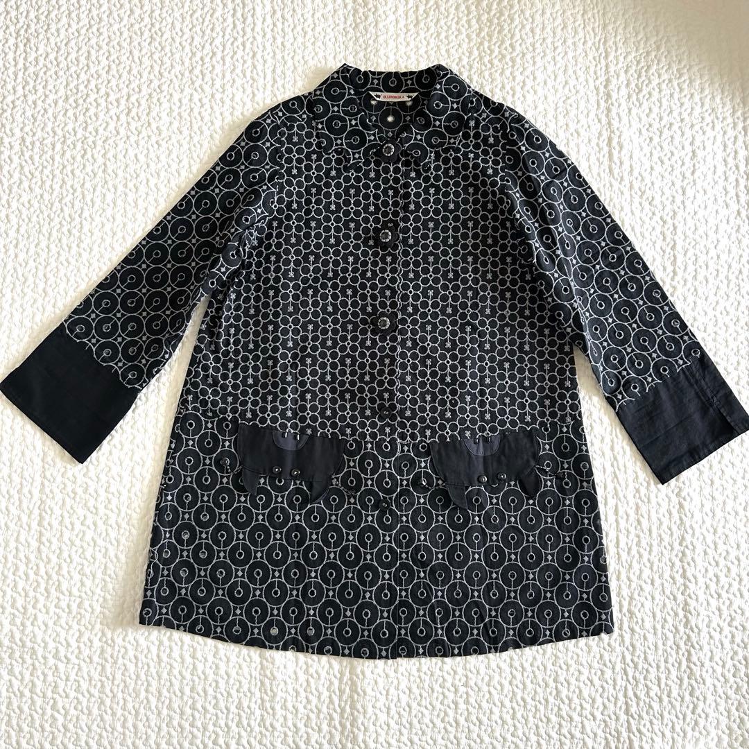 新品未使用品　希少　アルベロベロ　総刺繍　ブタさん　シャツ　羽織り　黒灰系