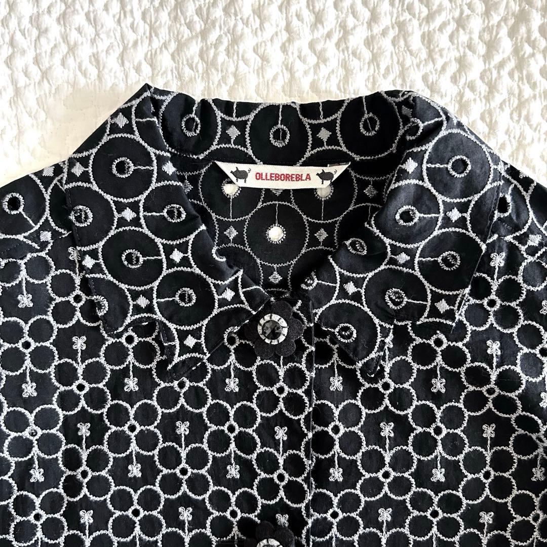 新品未使用品　希少　アルベロベロ　総刺繍　ブタさん　シャツ　羽織り　黒灰系