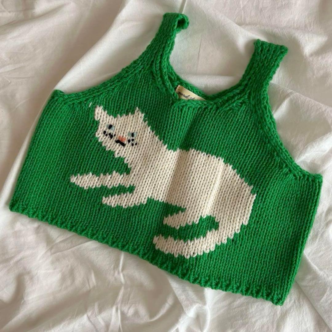 ヴィンテージドレス、ネコちゃんベスト２点おまとめです