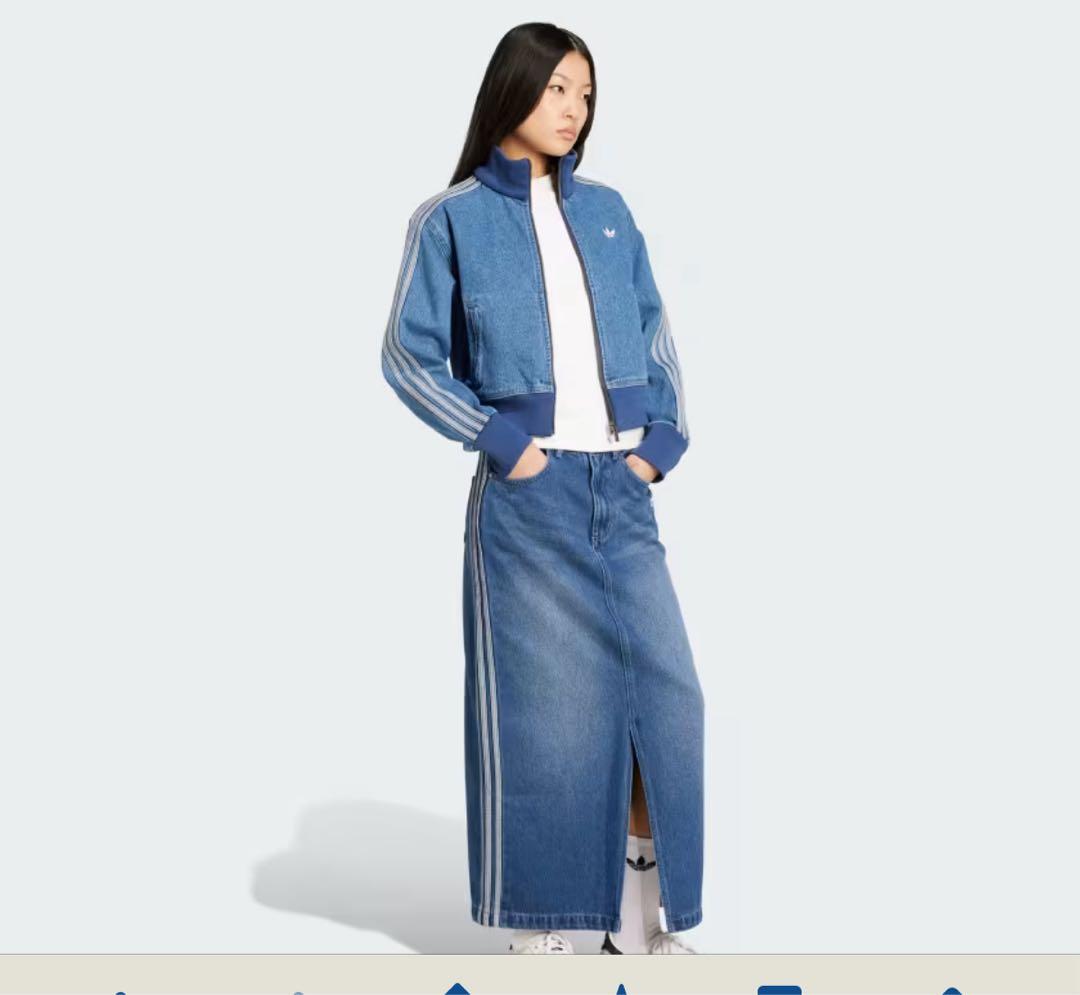 adidas デニムブルー ペンシルスカート　S 試着のみ