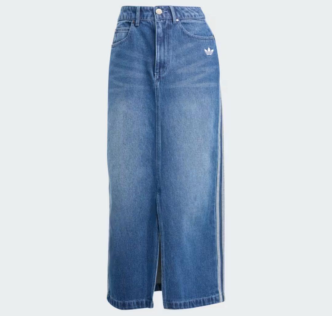 adidas デニムブルー ペンシルスカート　S 試着のみ