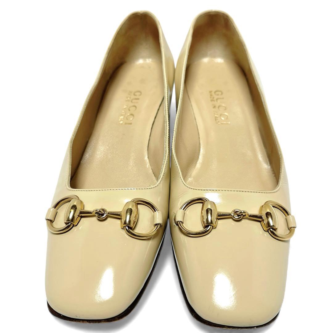 正規品✨極美品✨グッチ 36C 23㎝ ホースビット レザー パンプス ベージュ