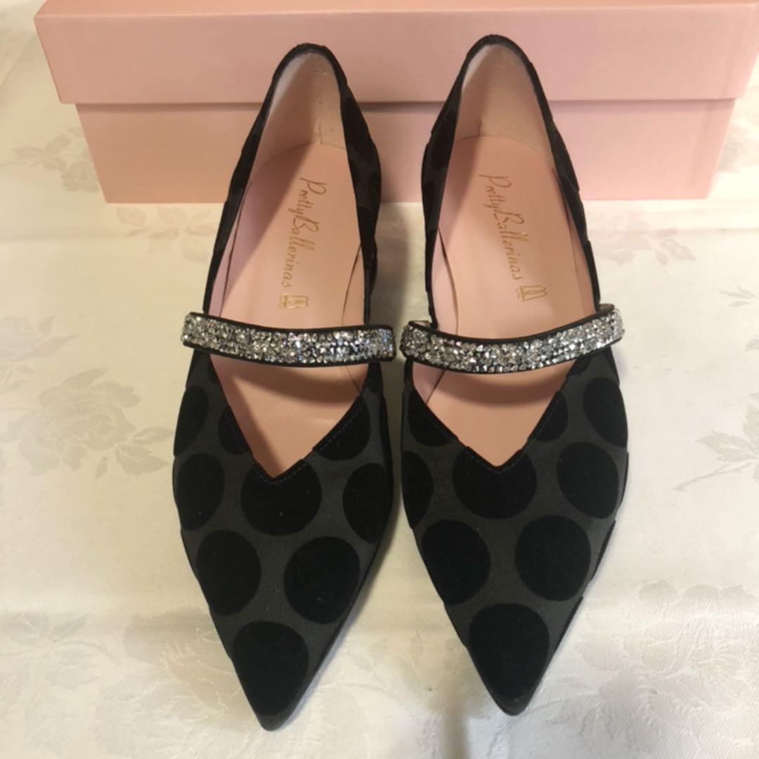 Mi様【美品】プリティバレリーナ スワロフスキー使い パンプス黒 22.5㎝