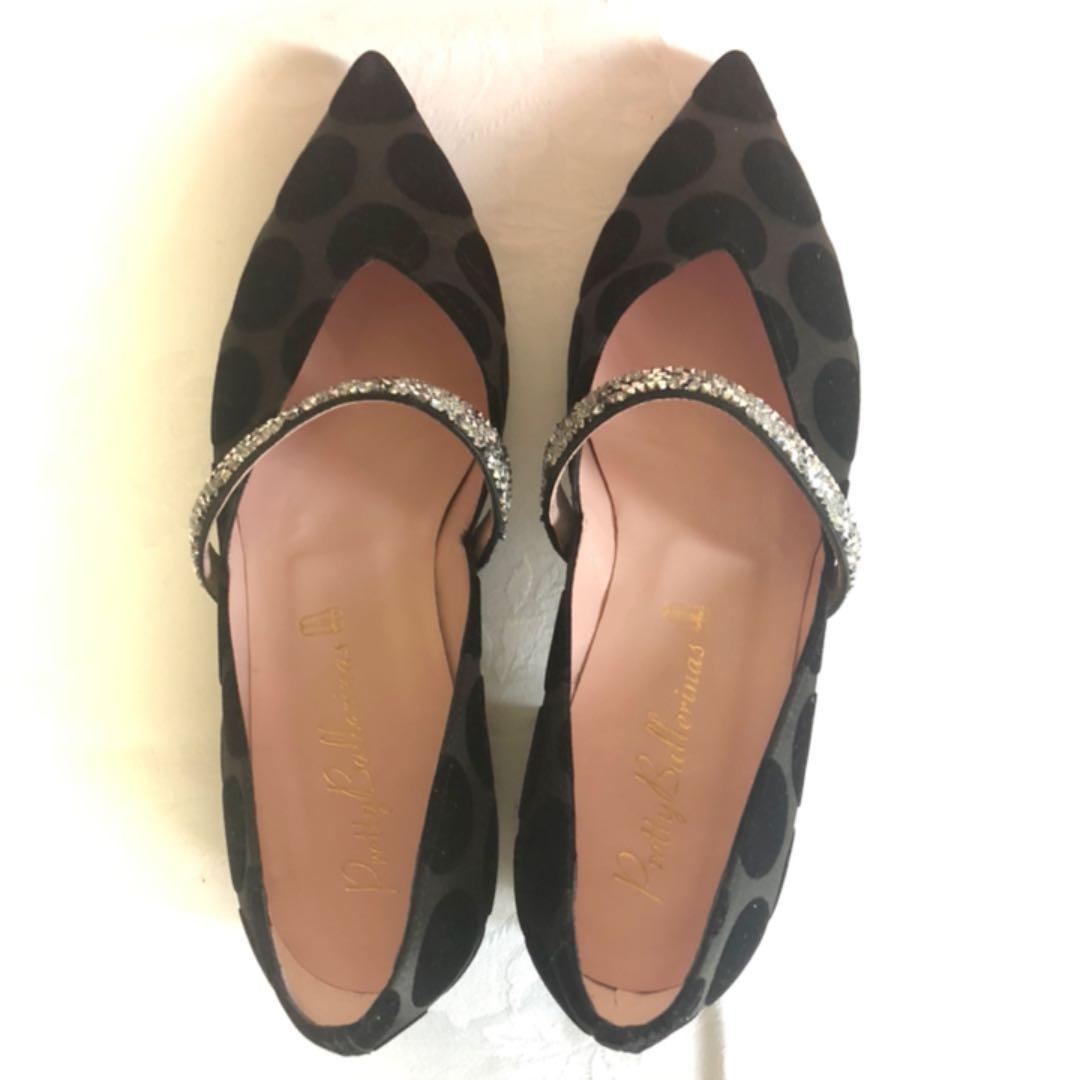 Mi様【美品】プリティバレリーナ スワロフスキー使い パンプス黒 22.5㎝