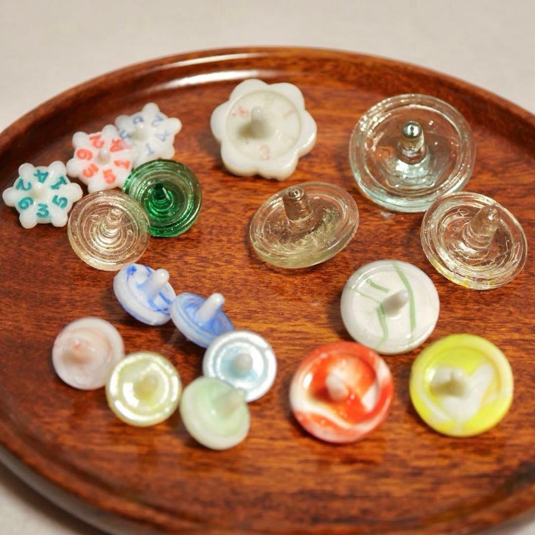 専用出品 ガラス独楽セット　和ガラス　レトロ　マーブル柄