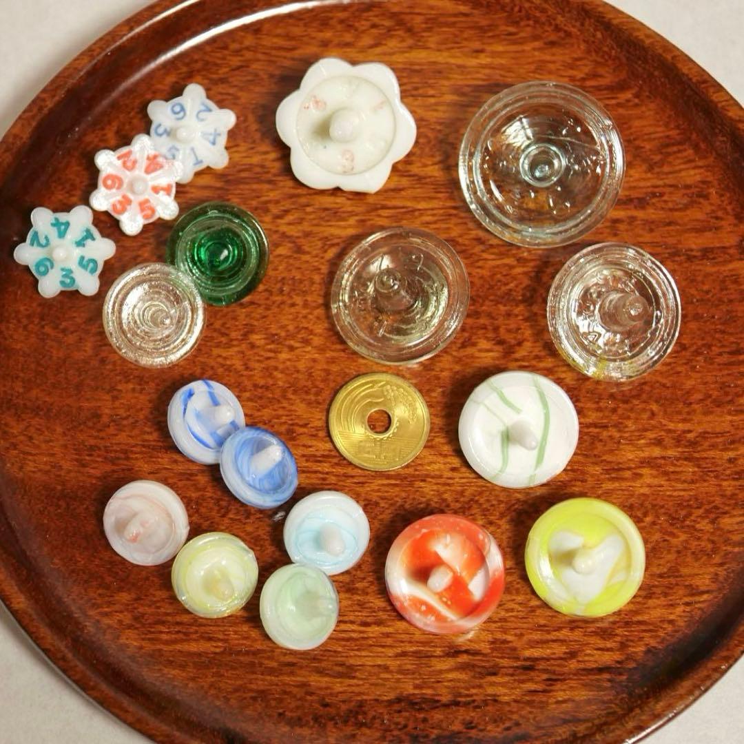 専用出品 ガラス独楽セット　和ガラス　レトロ　マーブル柄