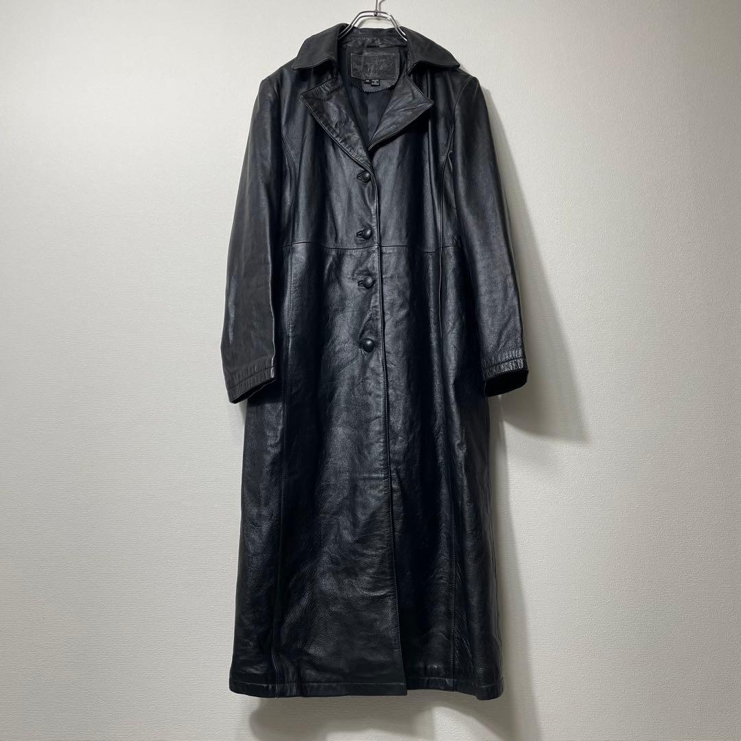 【希少ビンテージ】オールレザーコート ロング丈 本革 ブラック モード