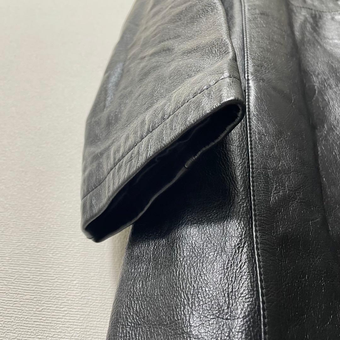 【希少ビンテージ】オールレザーコート ロング丈 本革 ブラック モード