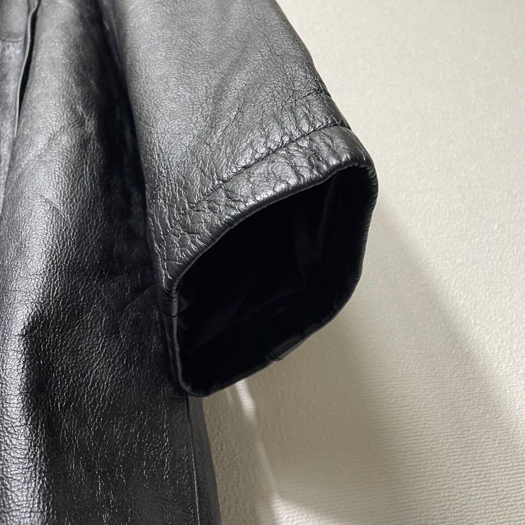 【希少ビンテージ】オールレザーコート ロング丈 本革 ブラック モード