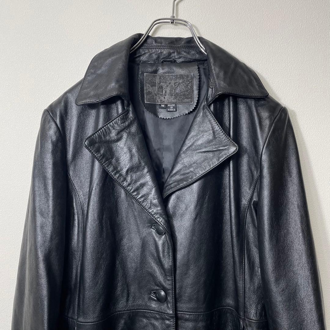 【希少ビンテージ】オールレザーコート ロング丈 本革 ブラック モード