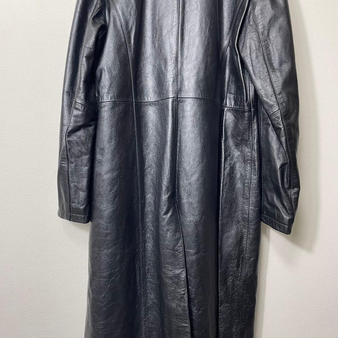 【希少ビンテージ】オールレザーコート ロング丈 本革 ブラック モード