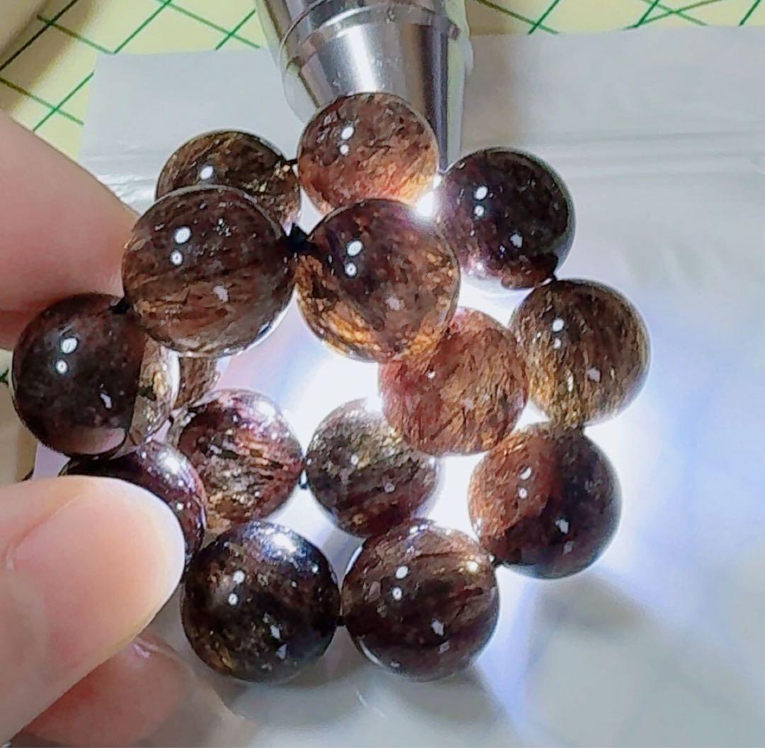 R2-01812天然無処理 本水晶保証 天然黒金超七　スーパーセブンブレスレット