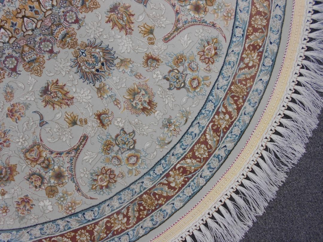 専用！225万ノット！ 本場イラン産 絨毯！円形150cm-200111