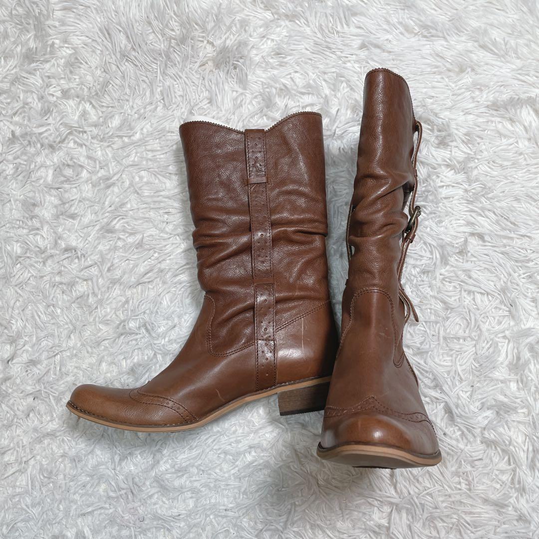 未使用　イング　ING ロングブーツ　ブラウン　茶色　大きいサイズ　25.5cm