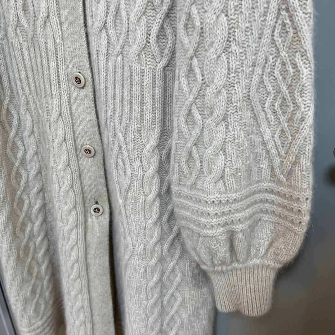 【超美品】レオナール羊毛フォックスロングカーディガン