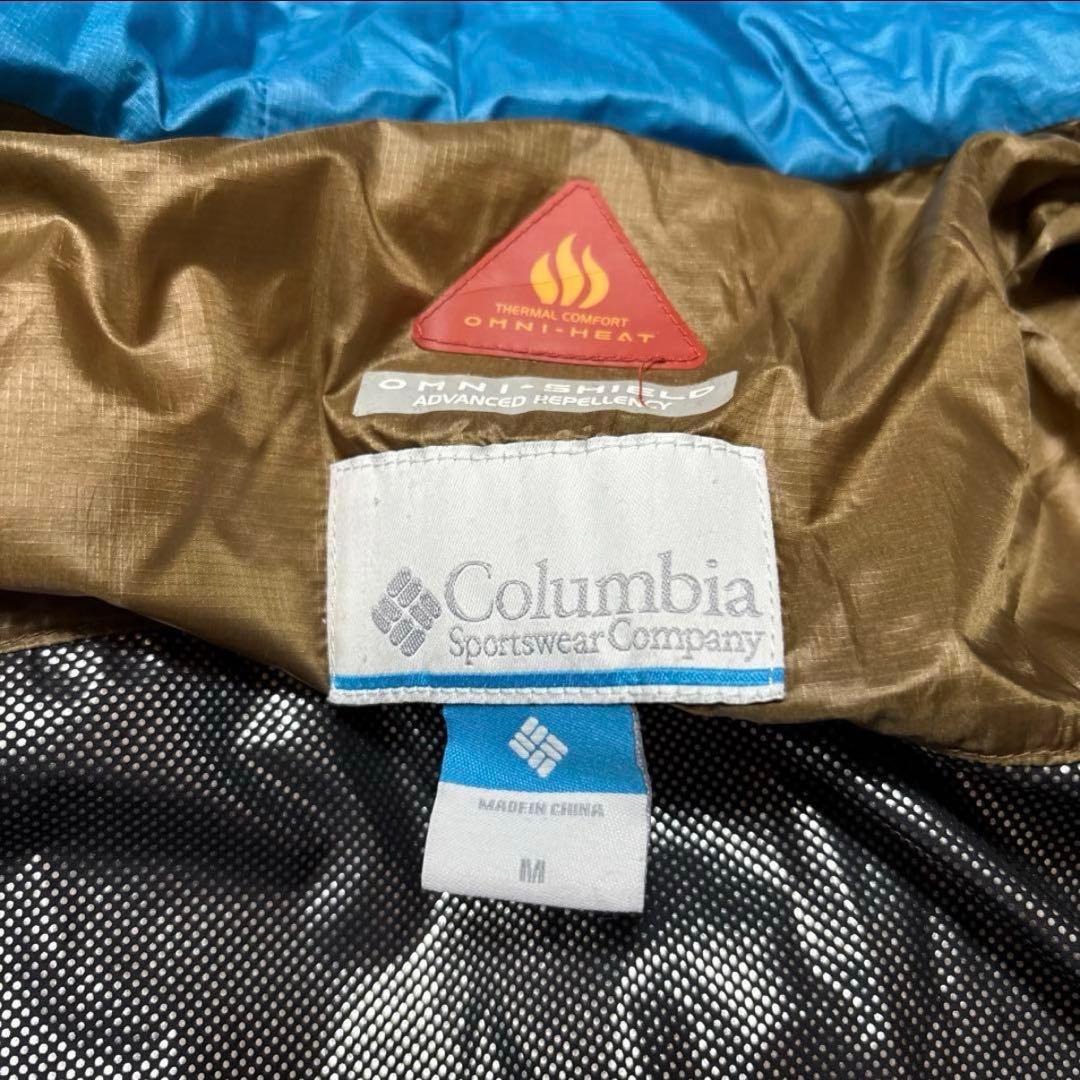 <希少> Columbiaダウンジャケット ブラウン ターコイズMサイズ