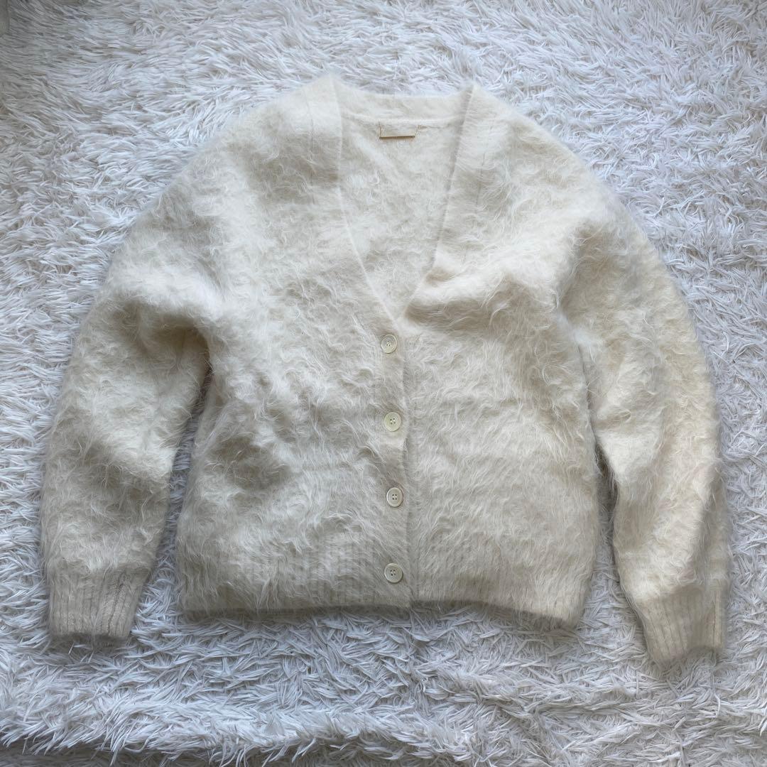 美品　anuans アニュアンス　カーディガン　アルパカ　ホワイト　アイボリー