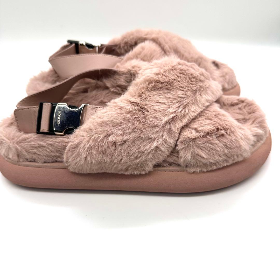 美品★MONCLER モンクレール ソラリス ファーサンダル ピンク 23.5
