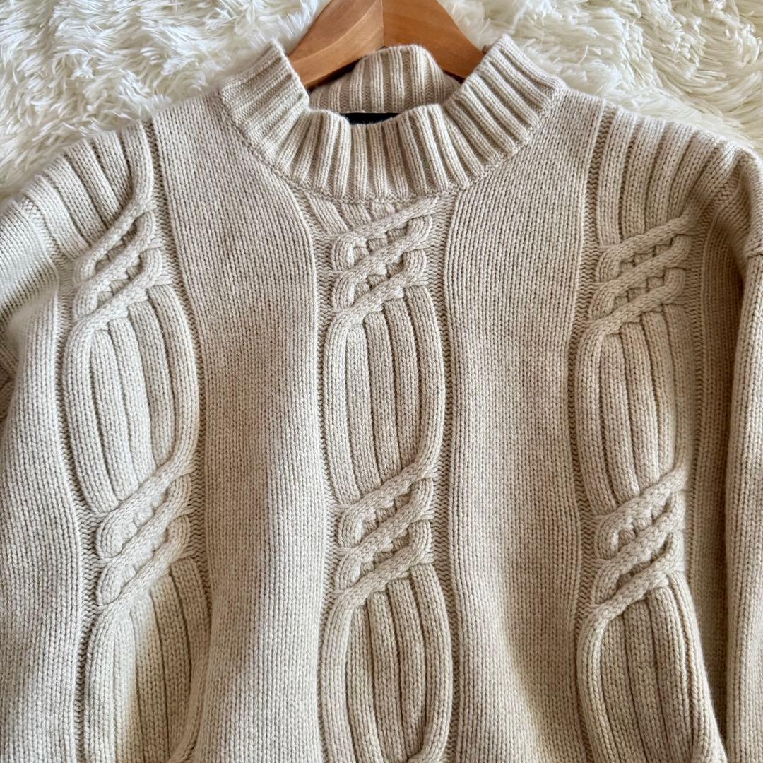 【極美品】【希少】ヴェルサーチ ケーブルニット　モックネック　アイボリー　L