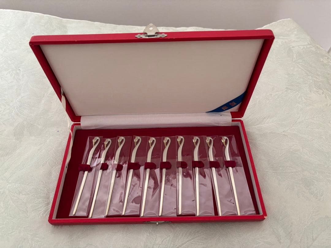 銀製　silver925 菓子切り　菓子楊枝　鶴　フルーツピック　10本