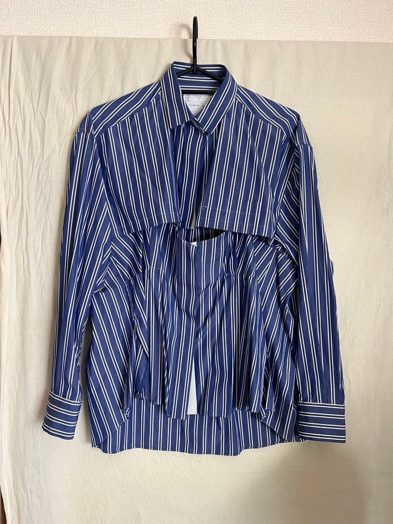 ダイエットsacaiストライプデザイン長袖シャツ