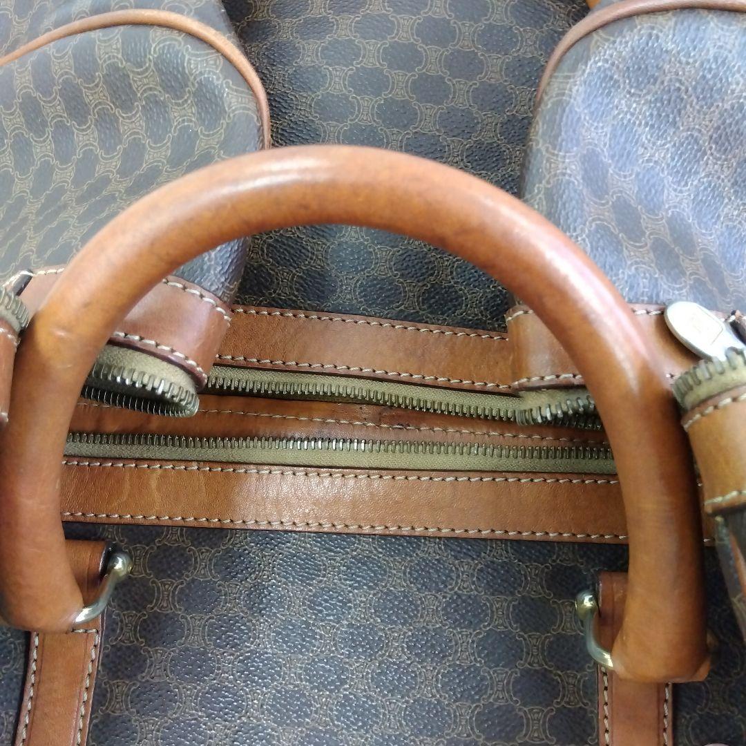 KM025 セリーヌ マカダム ボストンバッグ トリオンフ ゴールド金具