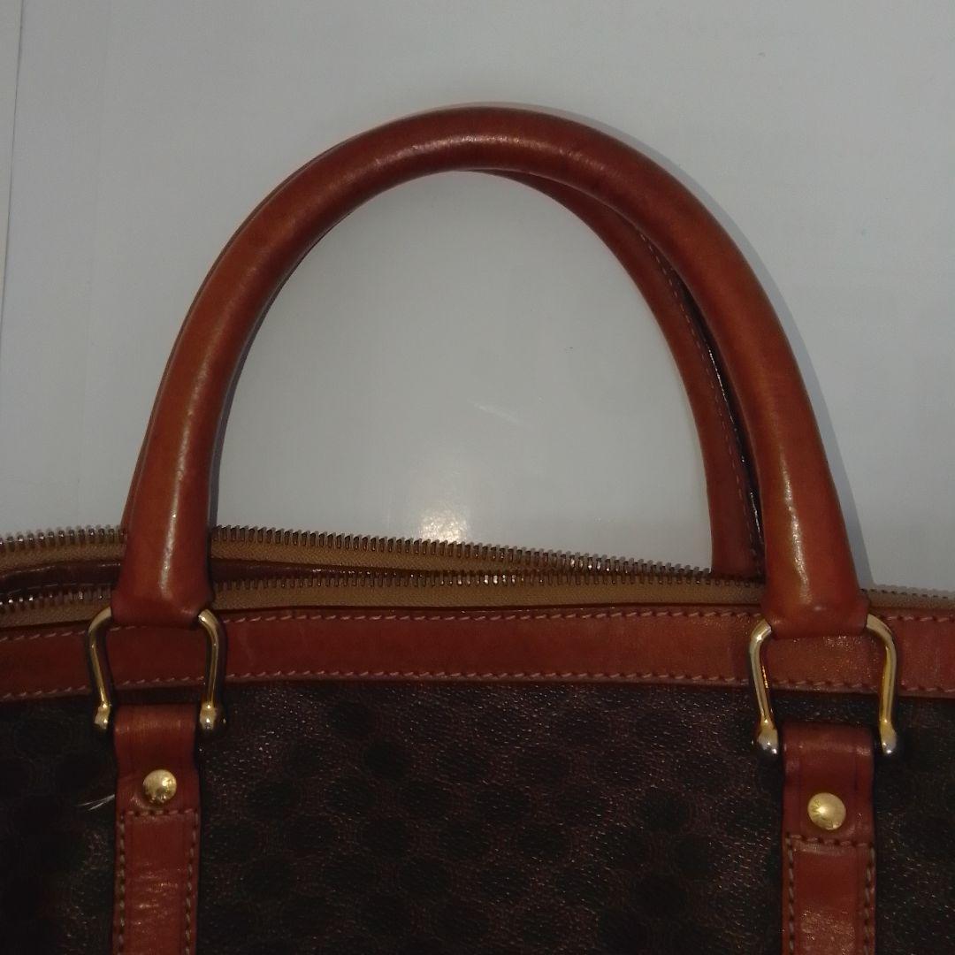 KM025 セリーヌ マカダム ボストンバッグ トリオンフ ゴールド金具