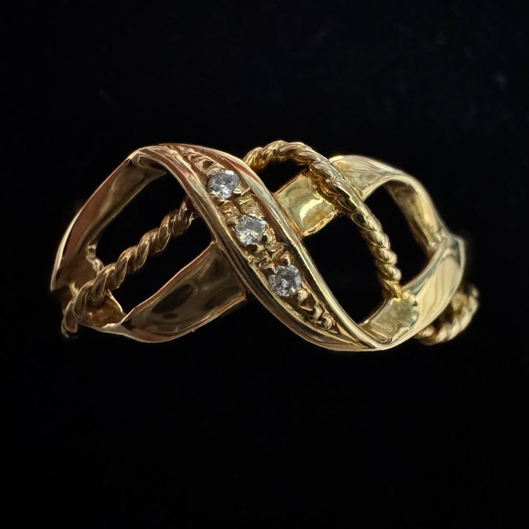 K18 リング イエローゴールド 18金 約11号 1.6g ダイヤモンド