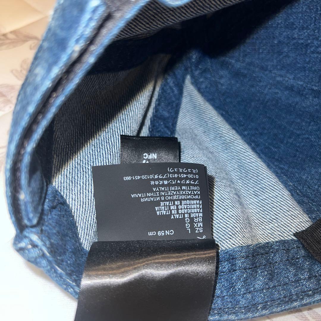 miu miu デニム刺繍ロゴベースボールキャップ