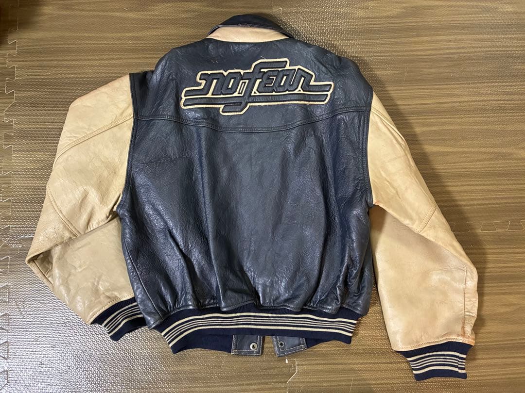 【超希少】90s NO FEAR オールレザー スタジャン ビッグロゴ 本革 M