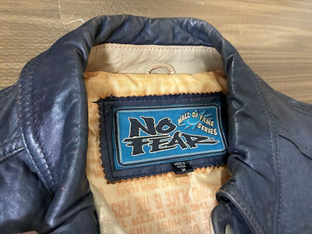 【超希少】90s NO FEAR オールレザー スタジャン ビッグロゴ 本革 M