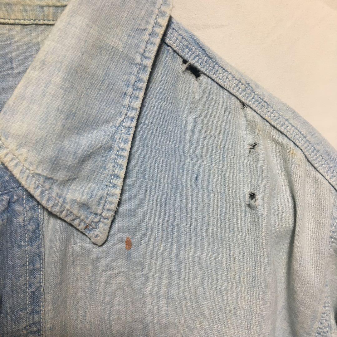 50s big yank シャンブレーシャツ ガチャポケ ボロ vintage