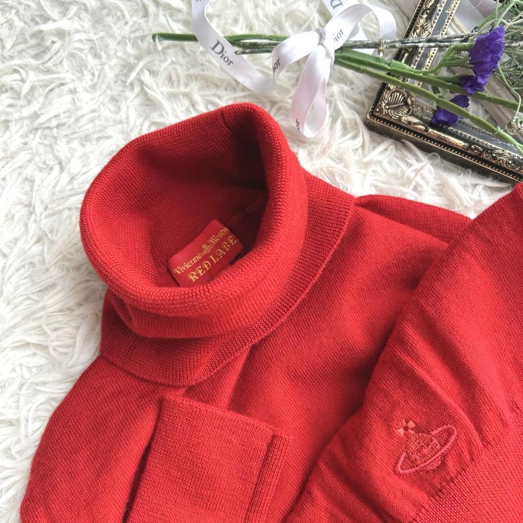 美品✨ヴィヴィアンウエストウッド　タートルネックニット　オーブ　レッド　赤