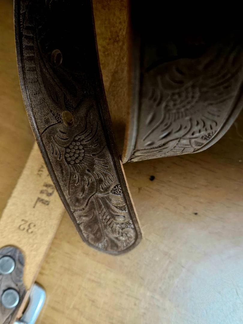 【新品未使用】RRL アメリカンヴィンテージエンボス加工 ブラウンベルト