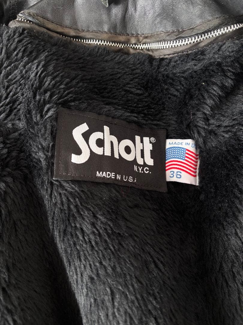 SCHOTT★シングルライダースジャケット 641U ボアライナー付 36タロン