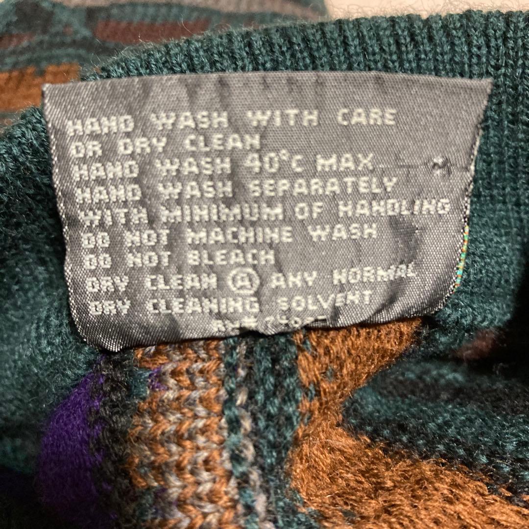 即完売 coogi クージー 3Dニット マルチカラー 総柄　ボタン取れ