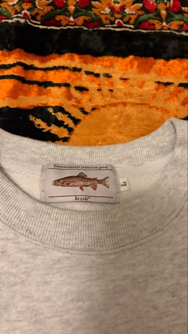 Brook 鳥プリント グレー スウェット L