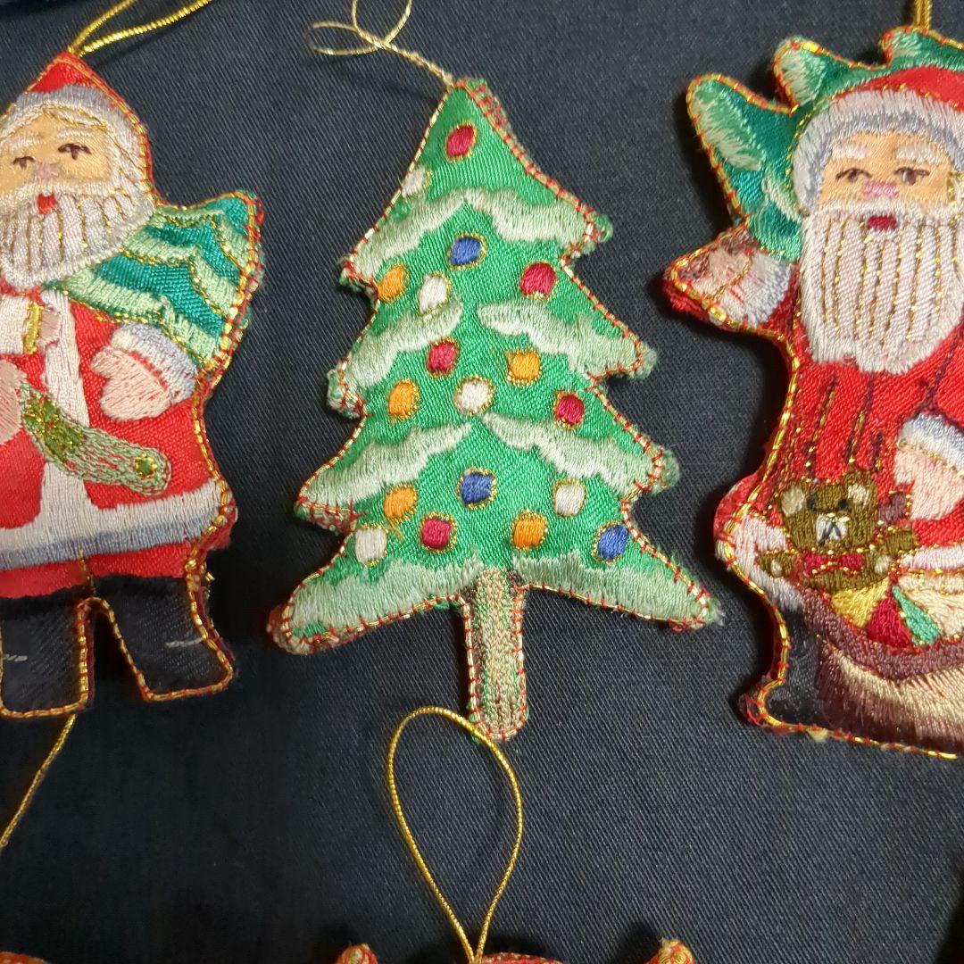 アンティーク　ヴィンテージ　クリスマスオーナメント　豪華刺繍　１６個　海外製品